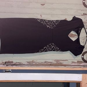 black/ tan slim fit dress